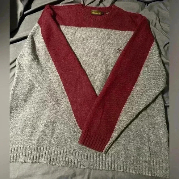Men’s XL timberland 100% Wool Grey and Maroon Pullover Sweater. - Picture 6 of 9